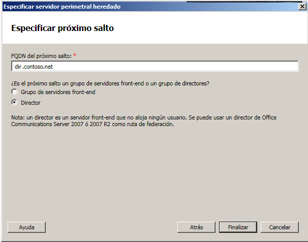 Cuadro de diálogo Especificar próximo salto