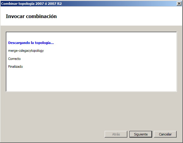 Cuadro de diálogo Combinación de topología realizada correctamente