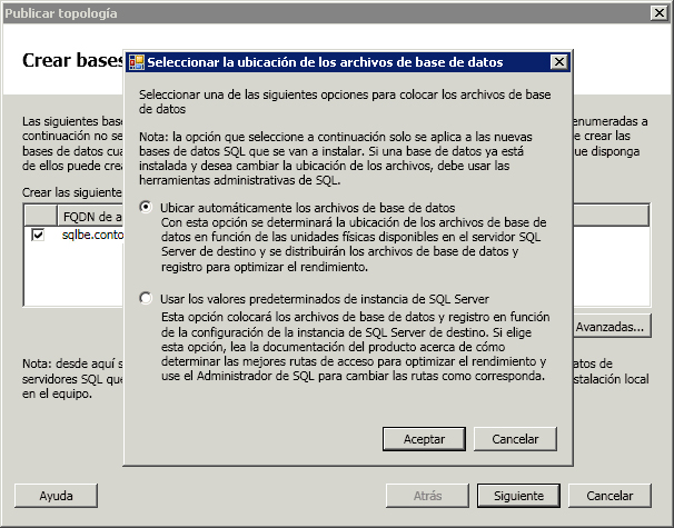 Seleccionar la ubicación de los archivos de base de datos del Generador de topologías