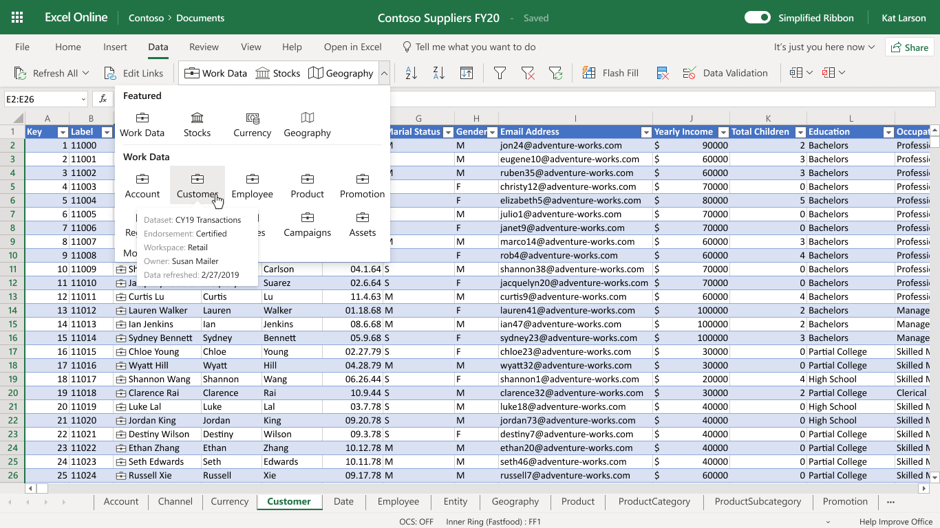 Select Power BI data type