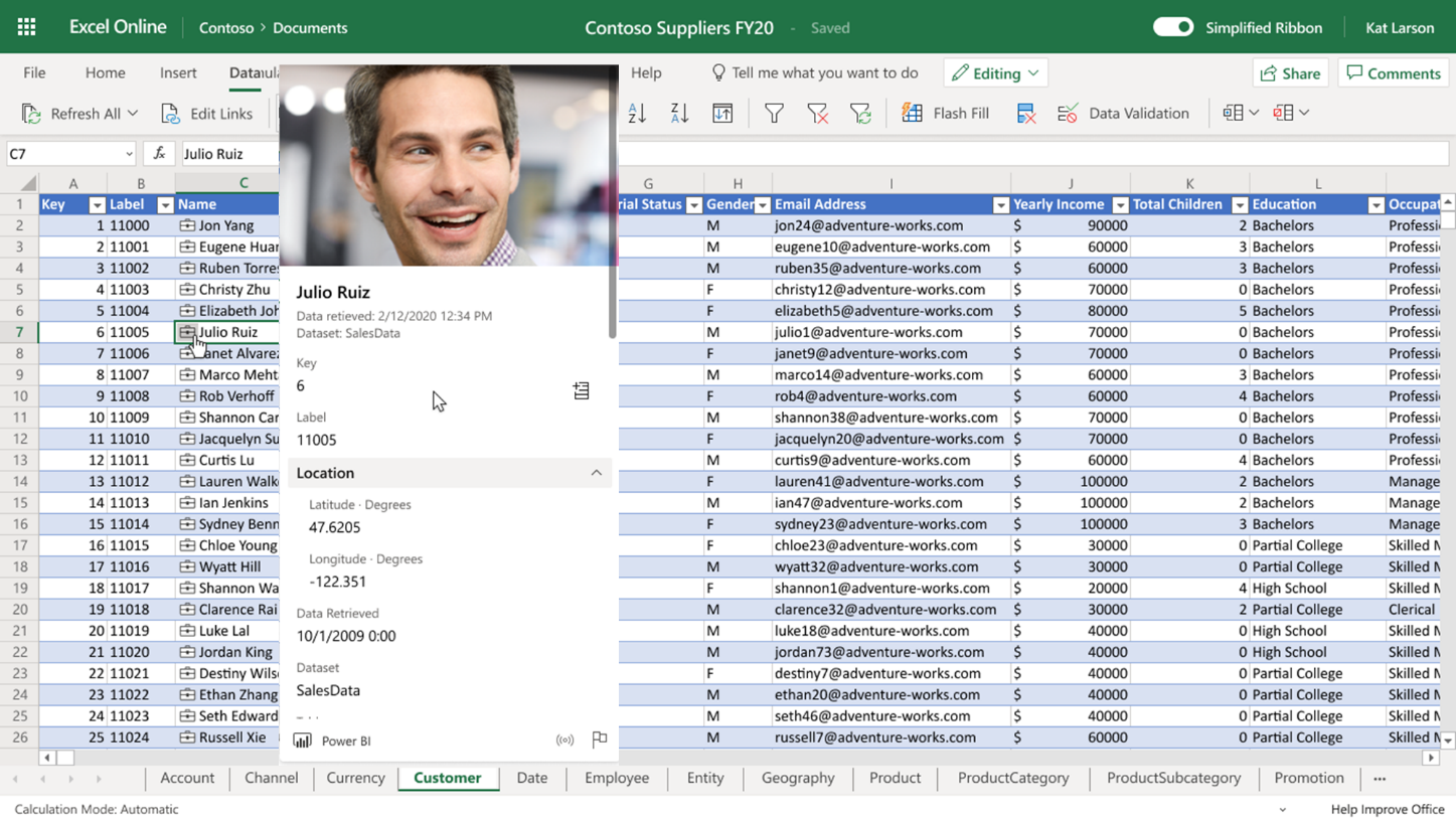 View Power BI data type