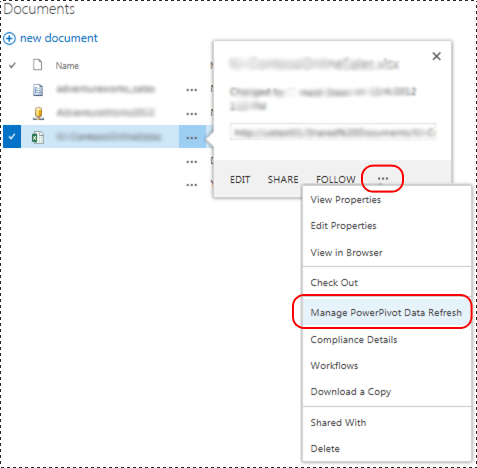 administrar el menú contextual de actualización