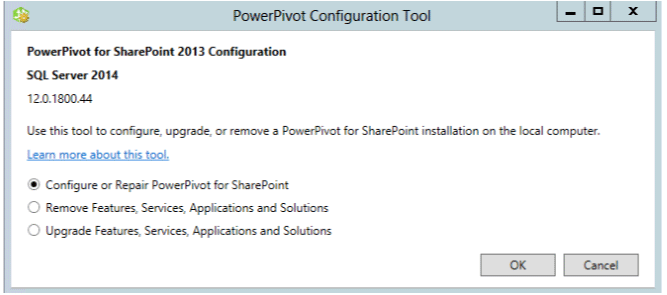 Herramienta de configuración de PowerPivot para SharePoint 2013