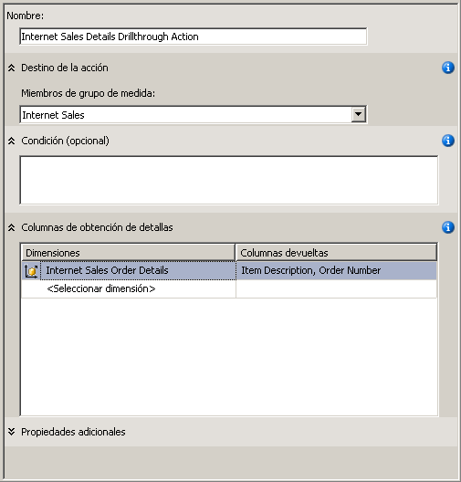 Cuadro Columnas de obtención de detalles