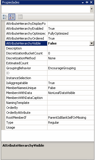 Propiedad AttributeHierarchyVisible establecida en False