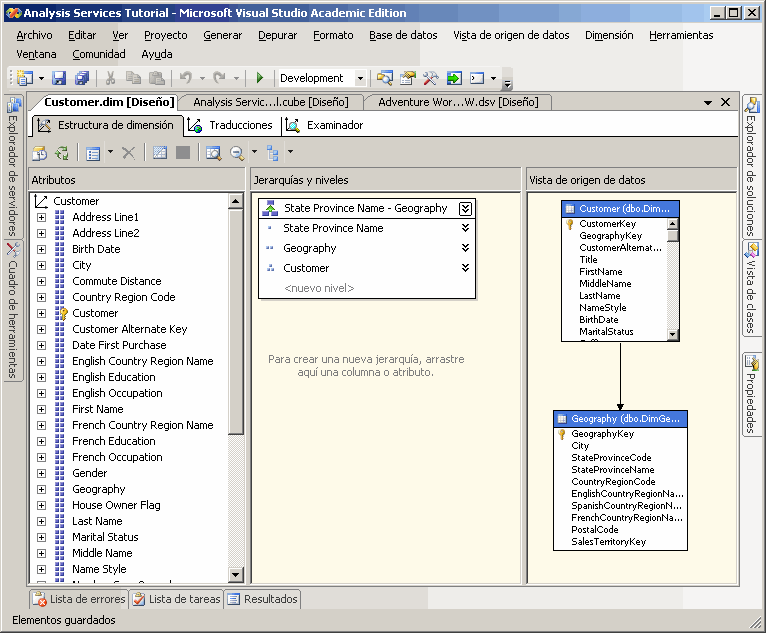 Ficha Estructura de dimensión del Diseñador de dimensiones