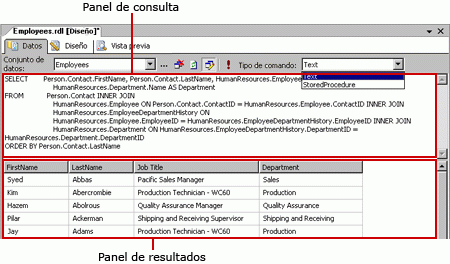 Diseñador de consultas genérico, para consultas de datos relacionales