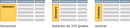 Orientación horizontal, vertical y de 270 grados