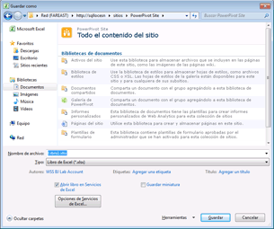 Captura de pantalla del cuadro de diálogo Guardar como de Excel