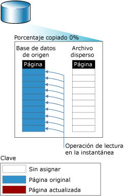 Operación de lectura antes de copiar la primera página en una instantánea