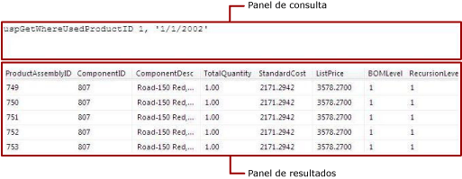 Procedimiento almacenado en un diseñador de consultas basado en texto