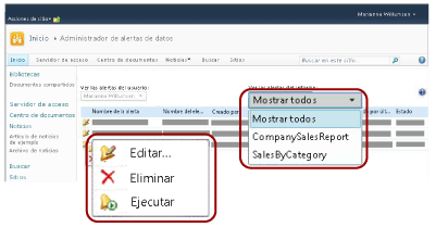 Características del Administrador de alertas para los usuarios de SharePoint