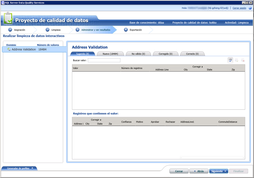 Limpieza mediante servicio de datos de referencia