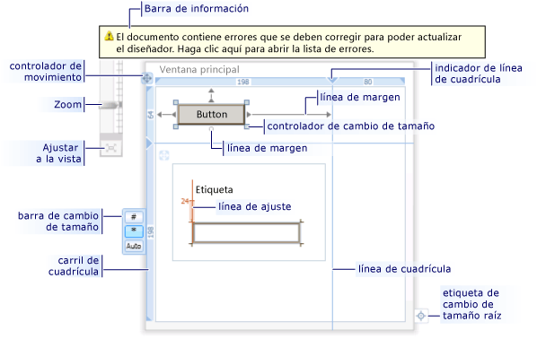 Características de la vista Diseño en WPF Designer