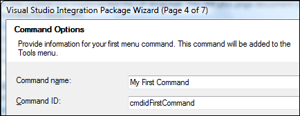 Command Options dialog