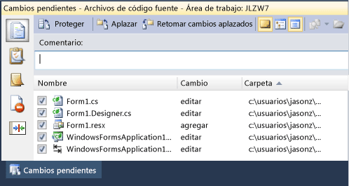 Seleccionar cambios pendientes