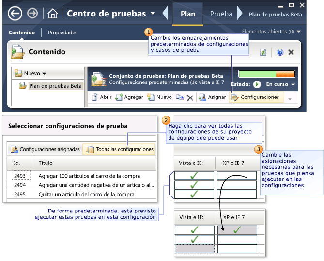 Actualizar asignaciones predeterminadas de configuraciones de prueba