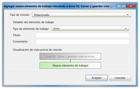 Agregar una nueva tarea vinculada a un problema o un error