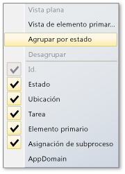 Menú contextual de la ventana Tareas paralelas