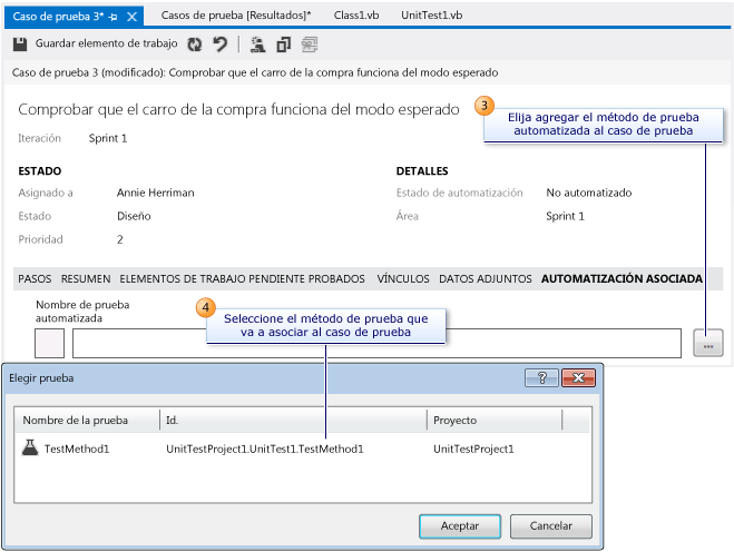 Asociar automatización a caso de prueba