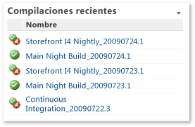 Elemento web de compilaciones recientes