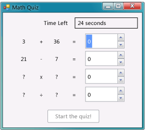 Prueba matemática con un problema de resta