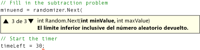 Sobrecargas de la ventana de Intellisense