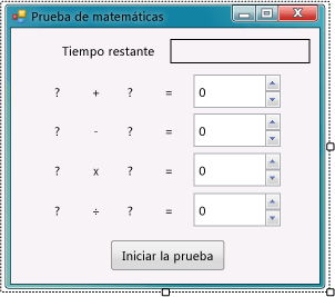 Formulario de prueba matemática inicial