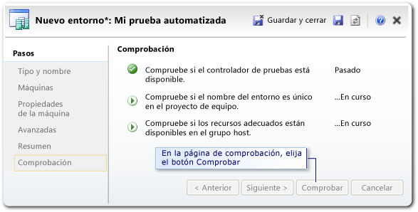 Creación de un entorno de SCVMM: comprobar configuración