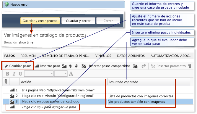 Creación de un caso de prueba a partir de un error.