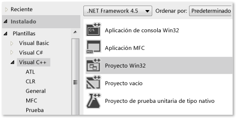 Creación de un proyecto Win32 de C++