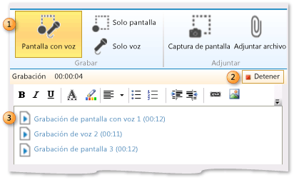 Iniciar grabación de una sesión de comentarios