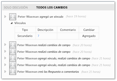 Ver historial de cambios en Team Web Access