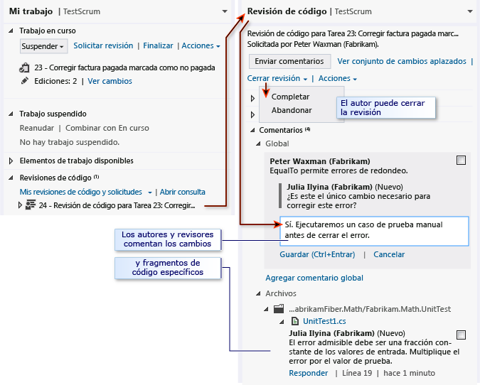 Reacción a una revisión de código