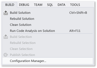 Menú Compilar, comando Administrador de configuración