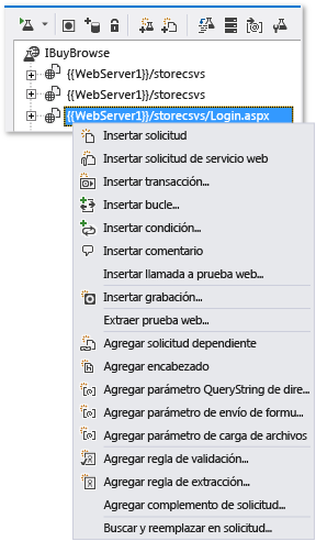 Hacer clic con el botón secundario en un nodo de solicitud