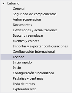 Mostrar métodos abreviados de teclado en el cuadro de diálogo Opciones