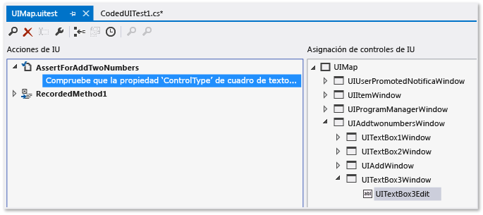 Editor de pruebas de IU codificadas