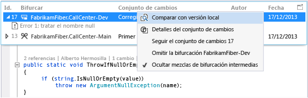 CodeLens: Compare incoming change with local