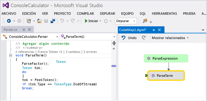 CodeLens - References on code map