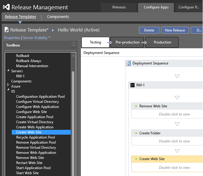 Define the sequence of actions to deploy the app