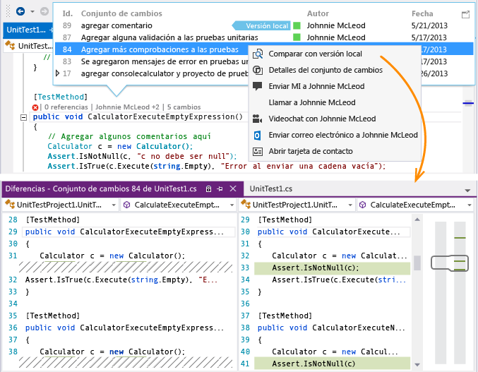 CodeLens - Comparar cambio con versión local