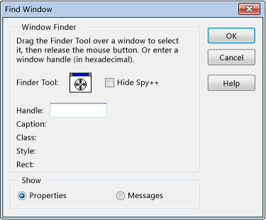 Spy++ Find Window Dialog Box