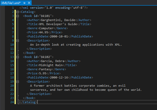 XML file font colors