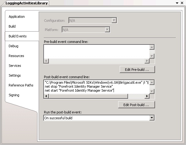 Adding Post-build events.