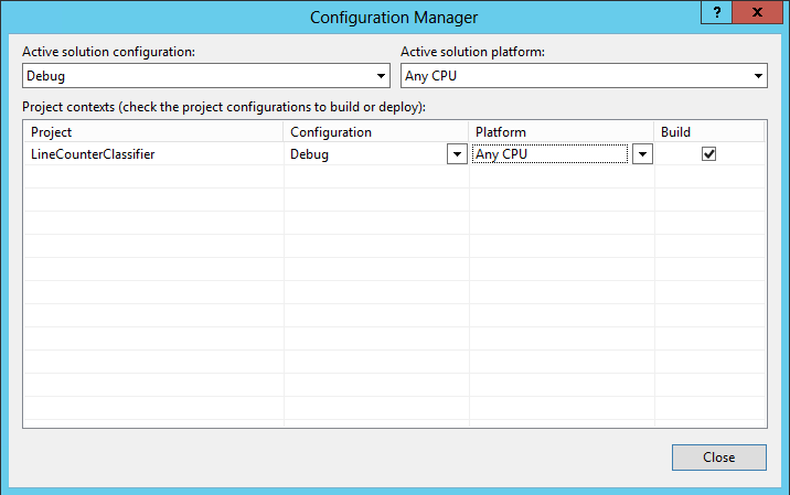 visual studio configuration manager dialog