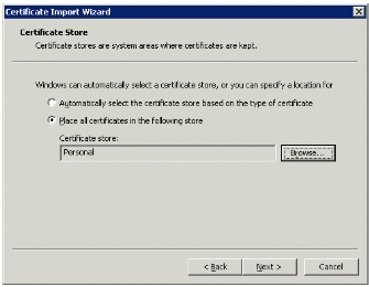 Figure 16: Confirming location of the certificate store