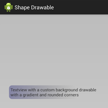Vista de texto con un fondo personalizado, un recurso Drawable con un degradado y esquinas redondeadas