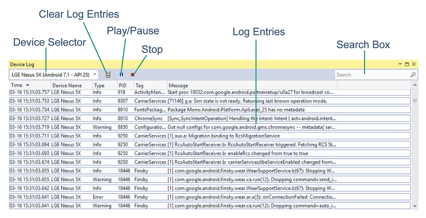 Parts of the Debug Tool window