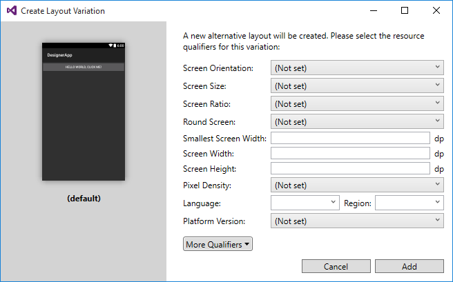 Create layout variation